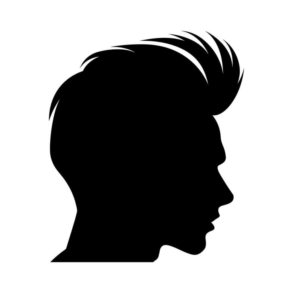 Pompadour Haarschnitt Silhouette frei, Männer Haar Schnitt Vektor, modisch stilvoll männlich Frisur Silhouette vektor