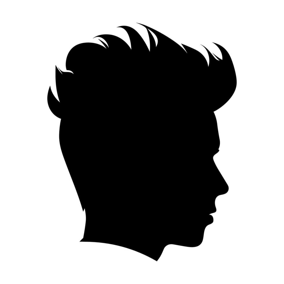 Pompadour Haarschnitt Silhouette Vektor frei, Männer Haar Schnitt Vektor, modisch stilvoll männlich Frisur Silhouette