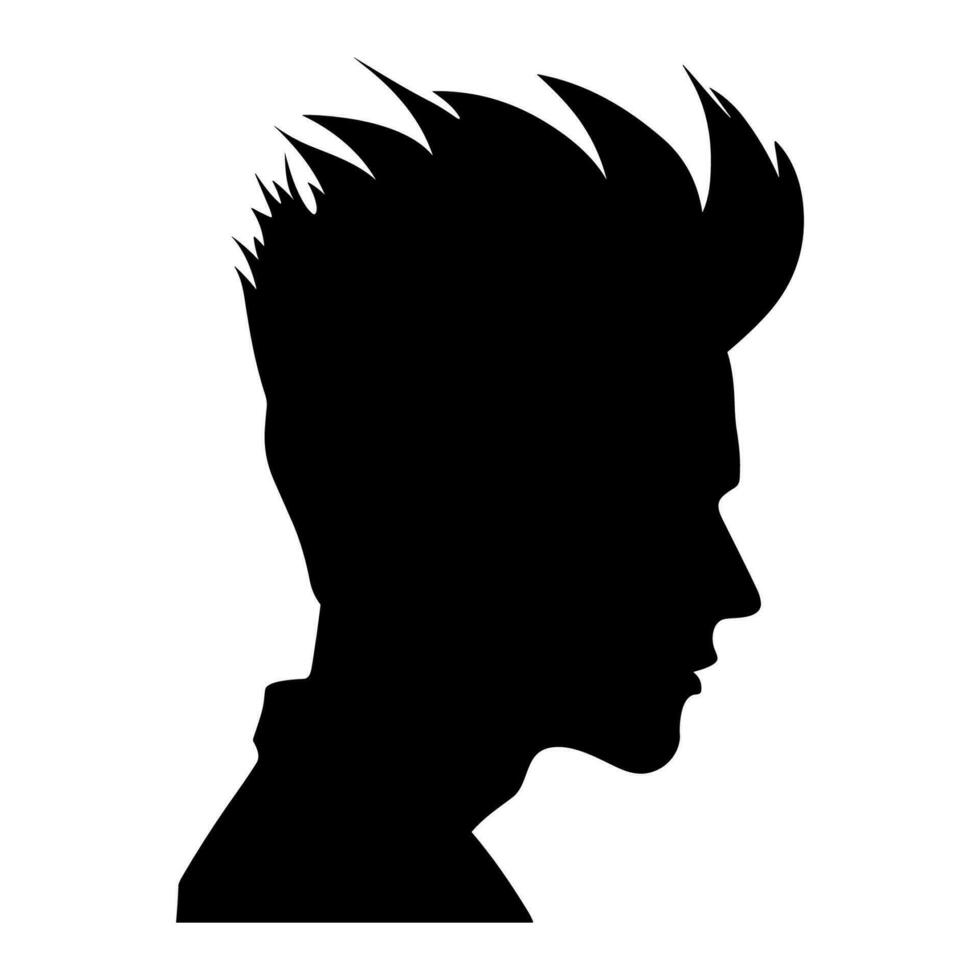 Tolle Haarschnitt Silhouette Clip Art, Männer Haar Schnitt Vektor, modisch stilvoll männlich Frisur Silhouette vektor