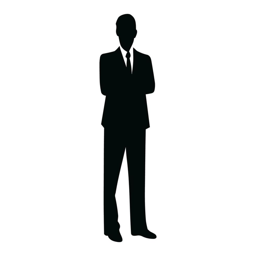 ein Geschäftsmann Vektor Silhouette, ein Mann Vektor isoliert auf ein Weiß Hintergrund, ein korporativ Person schwarz Vektor
