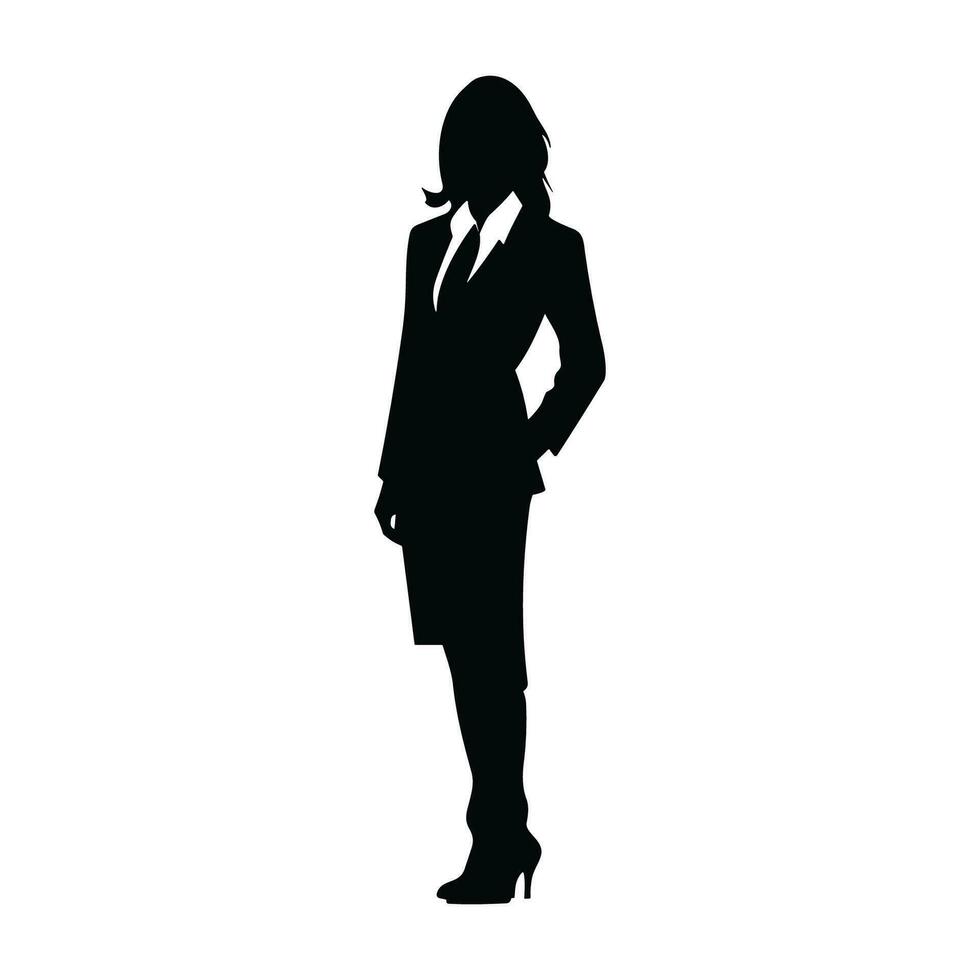 ein Geschäft Frau Vektor Silhouette, ein Mädchen Vektor isoliert auf ein Weiß Hintergrund, korporativ Person schwarz Vektor