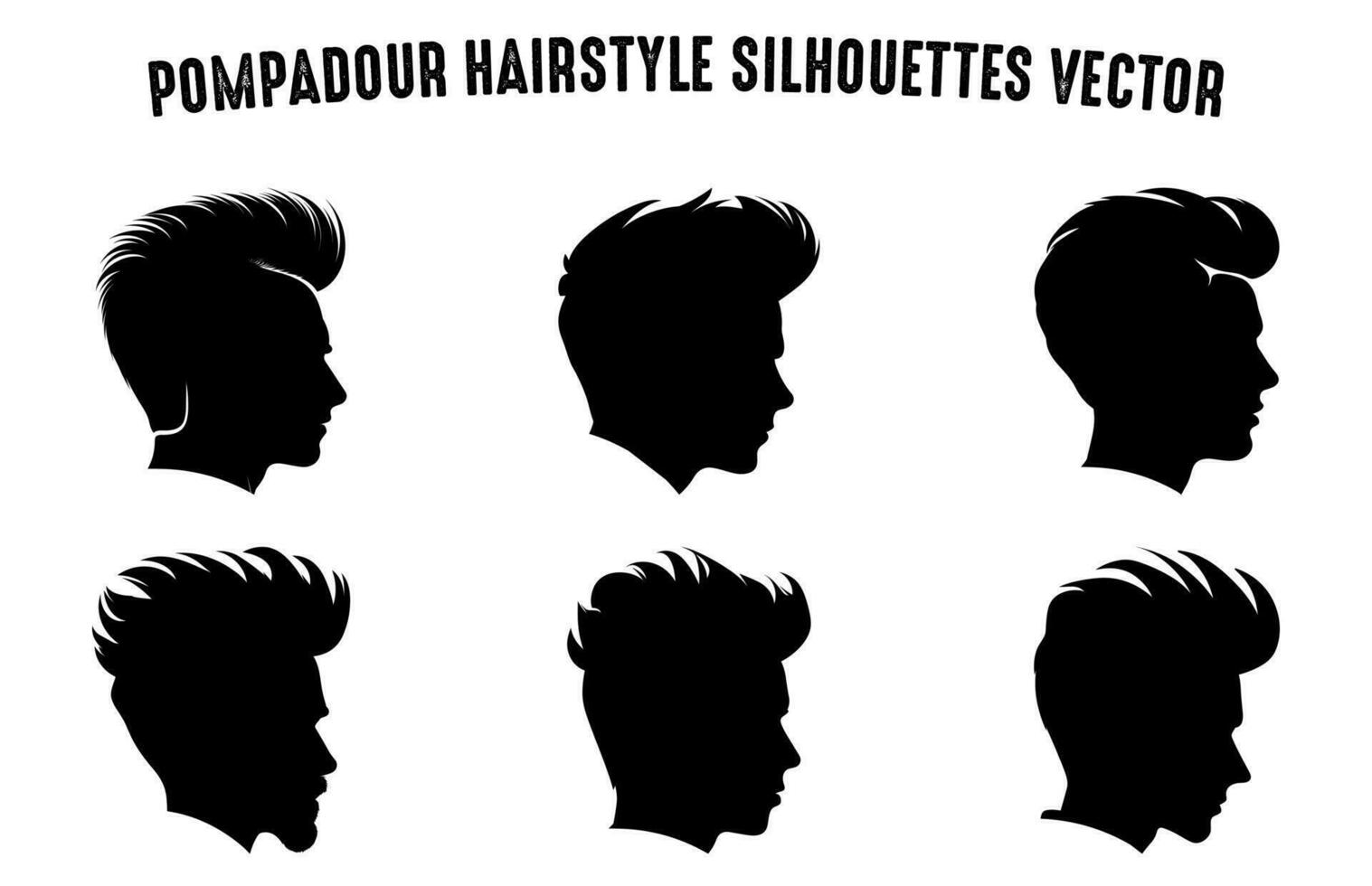 pompadour frisyr silhuett ClipArt bunt, män hår skära vektor uppsättning, trendig eleganta manlig frisyr silhuetter,