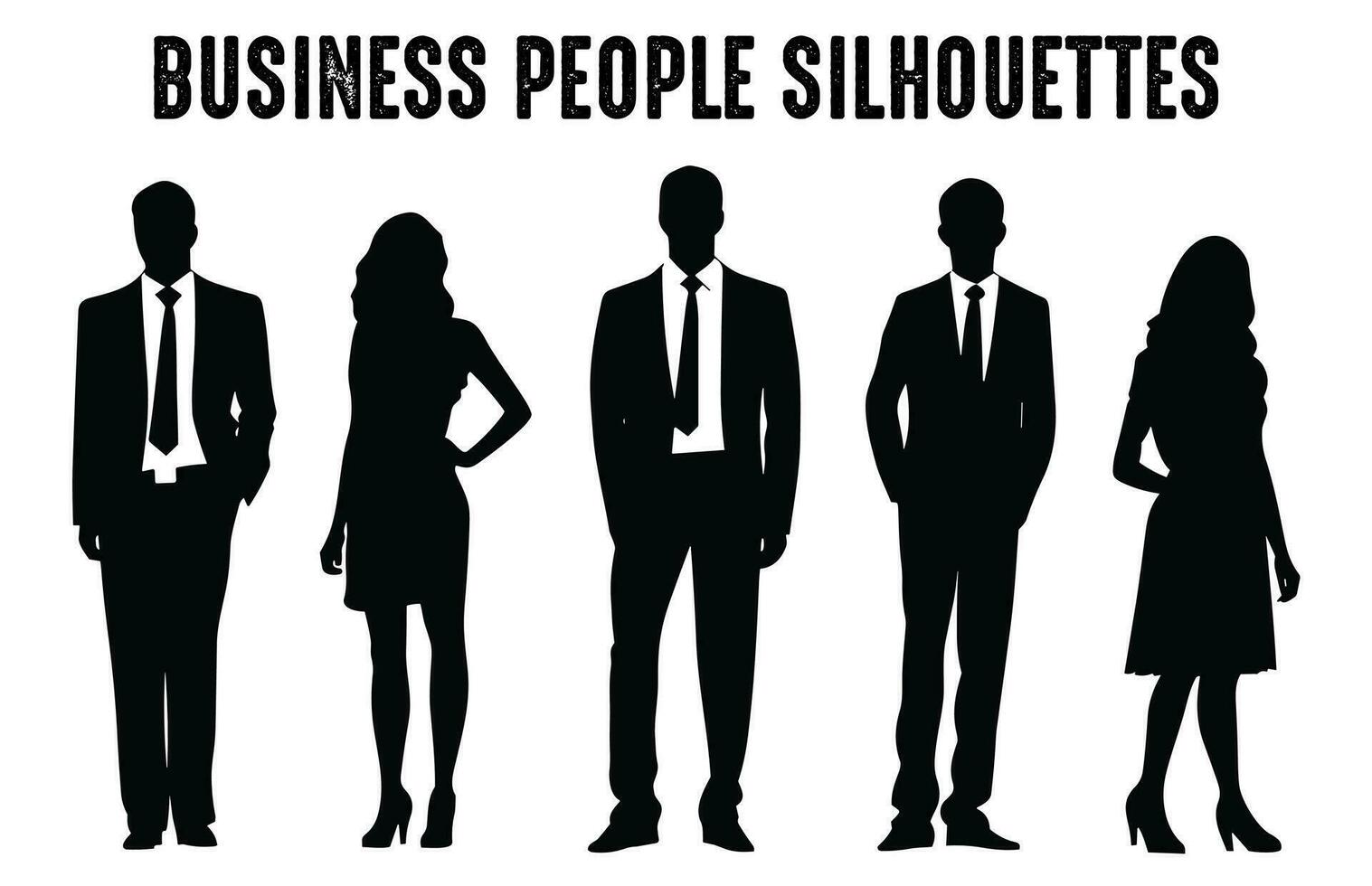 företag människor vektor silhuetter uppsättning, företags- män och kvinnor silhuett bunt