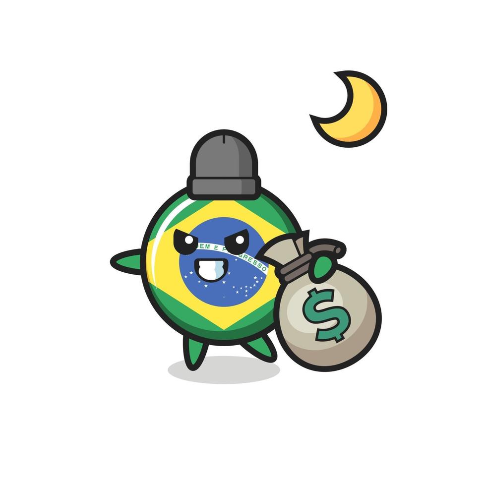 illustration av brasilianska flaggan märke tecknad stjäl pengarna vektor