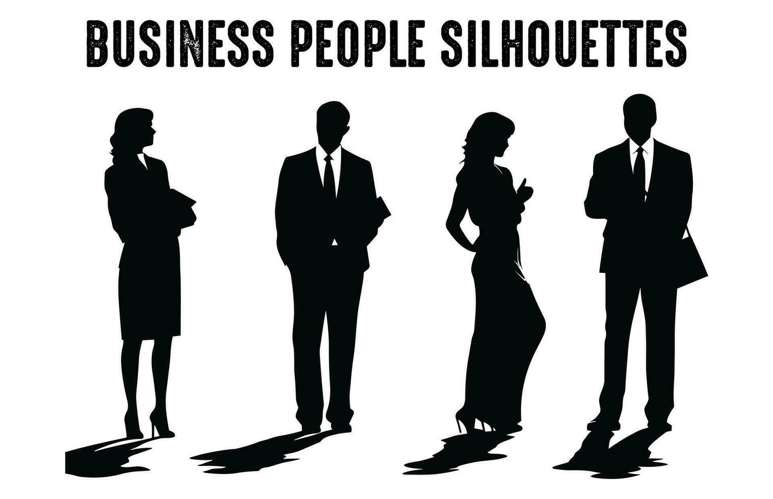 fri företag människor silhuetter vektor uppsättning, företags- män och kvinnor silhuett bunt isolerat på en vit bakgrund