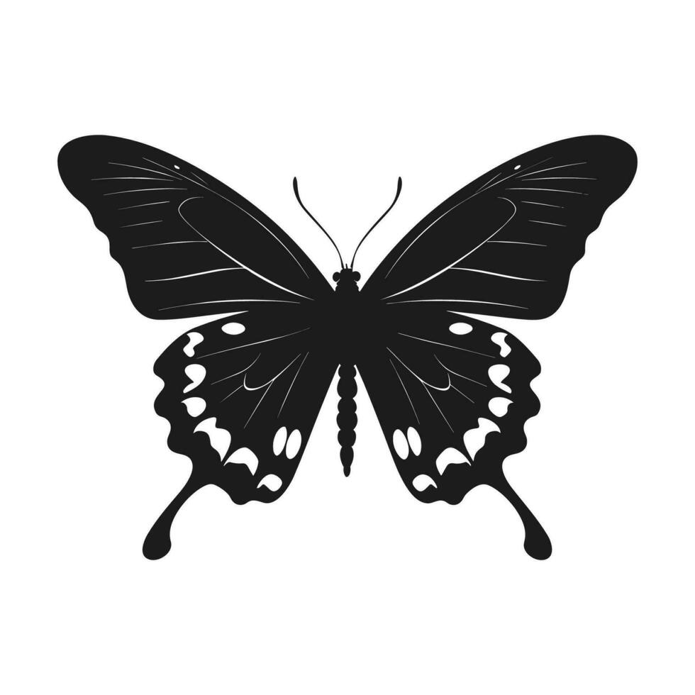 kostenlos Schmetterling Silhouette Vektor Illustration, fliegend Schmetterling schwarz Silhouette, Monarch Clip Art isoliert auf ein Weiß Hintergrund