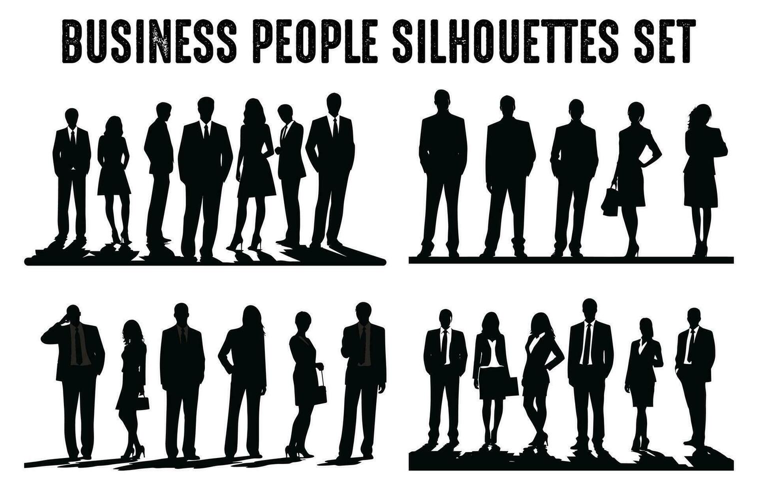 kostenlos Geschäft Menschen Silhouetten Vektor Satz, korporativ Männer und Frauen Silhouette bündeln isoliert auf ein Weiß Hintergrund