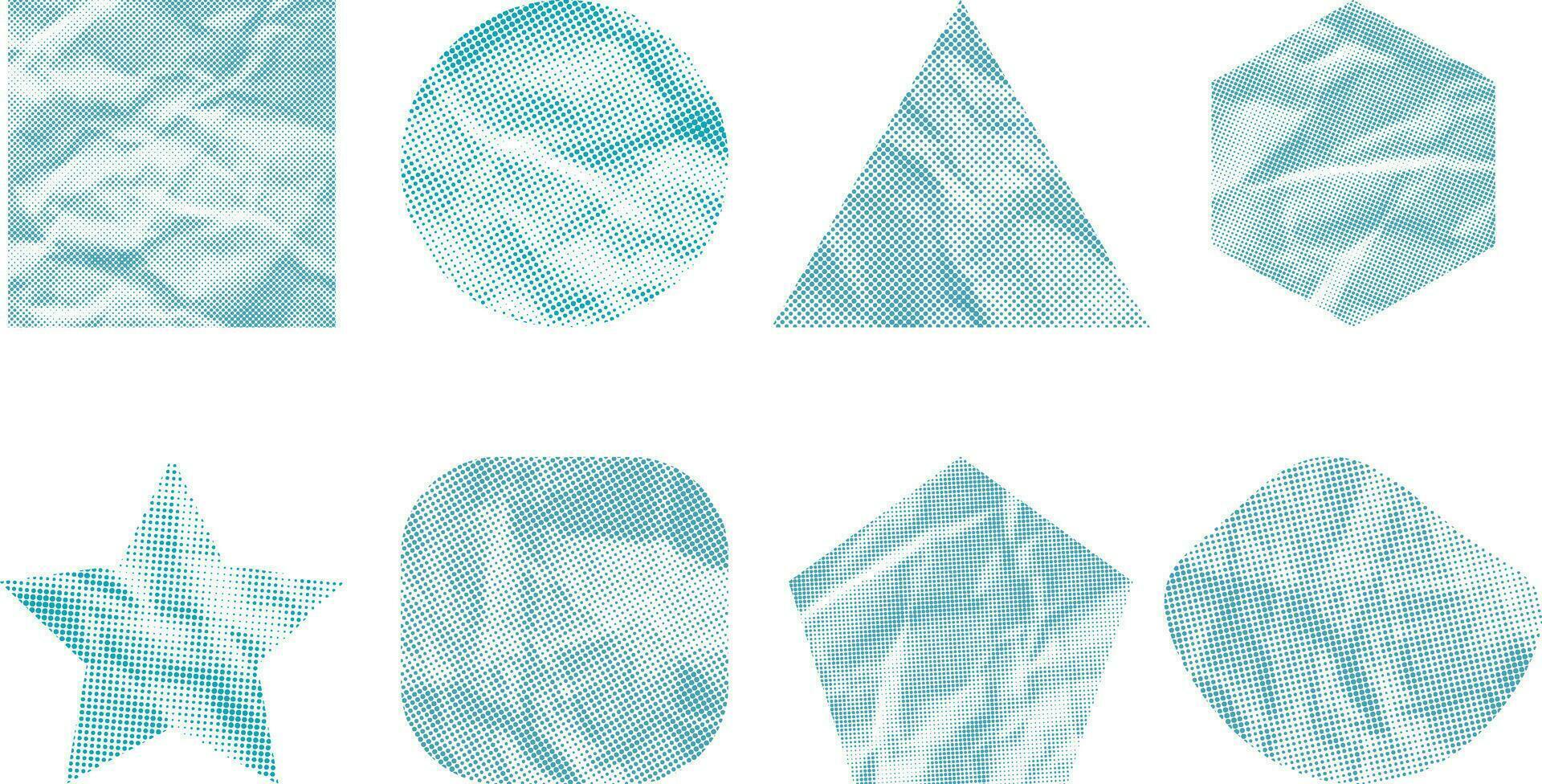 grundläggande prickad halvton abstrakt papper textur mönster collage vektor former uppsättning
