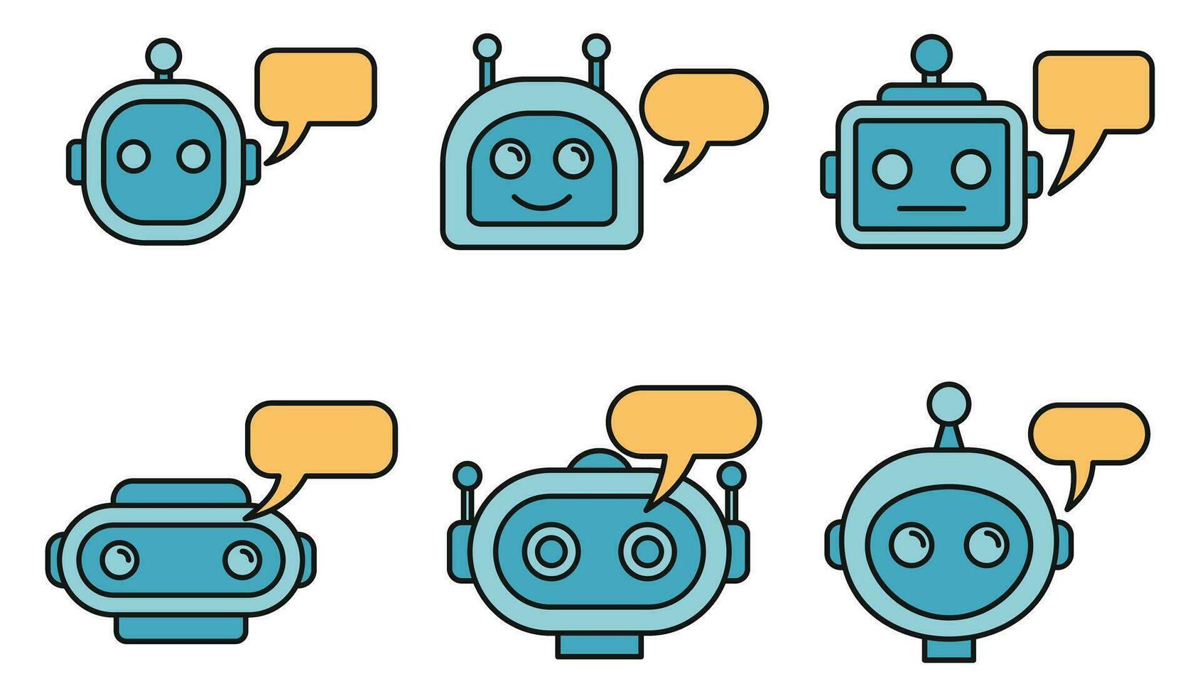 Chatbot ai Symbole einstellen Vektor Farbe