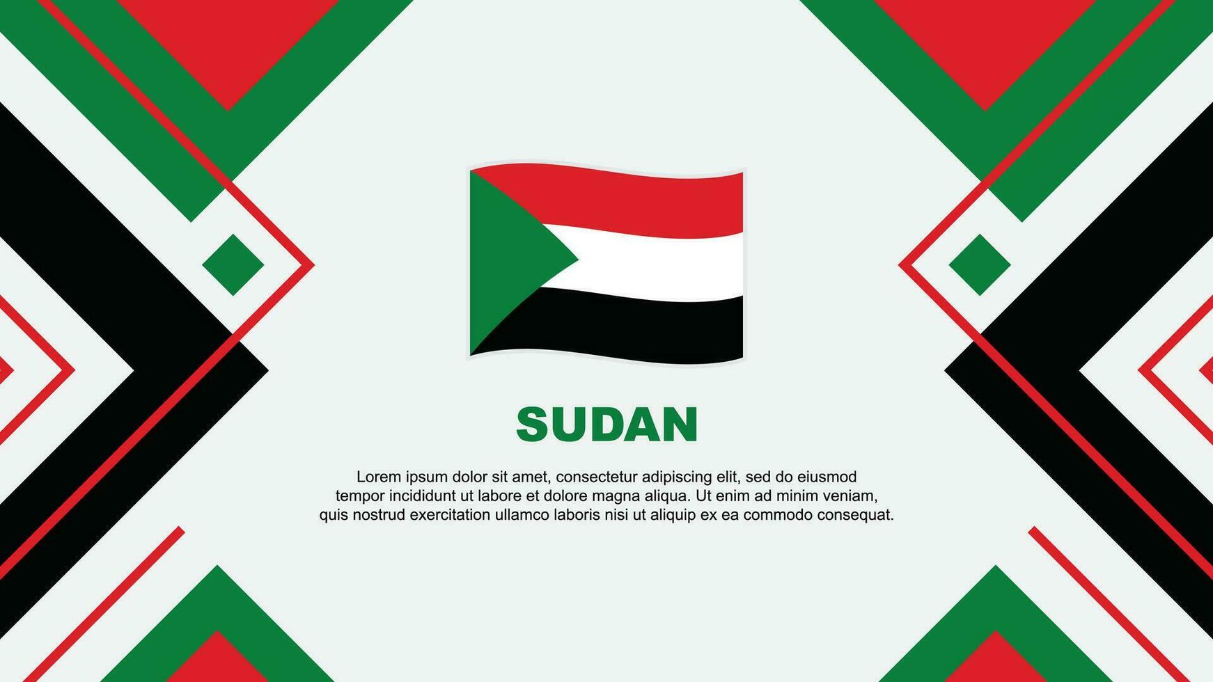 Sudan Flagge abstrakt Hintergrund Design Vorlage. Sudan Unabhängigkeit Tag Banner Hintergrund Vektor Illustration. Sudan Illustration