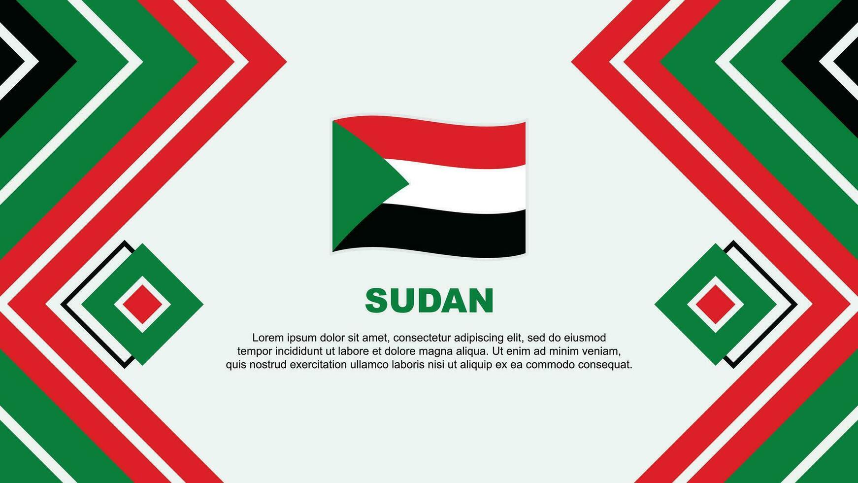 Sudan Flagge abstrakt Hintergrund Design Vorlage. Sudan Unabhängigkeit Tag Banner Hintergrund Vektor Illustration. Sudan Design