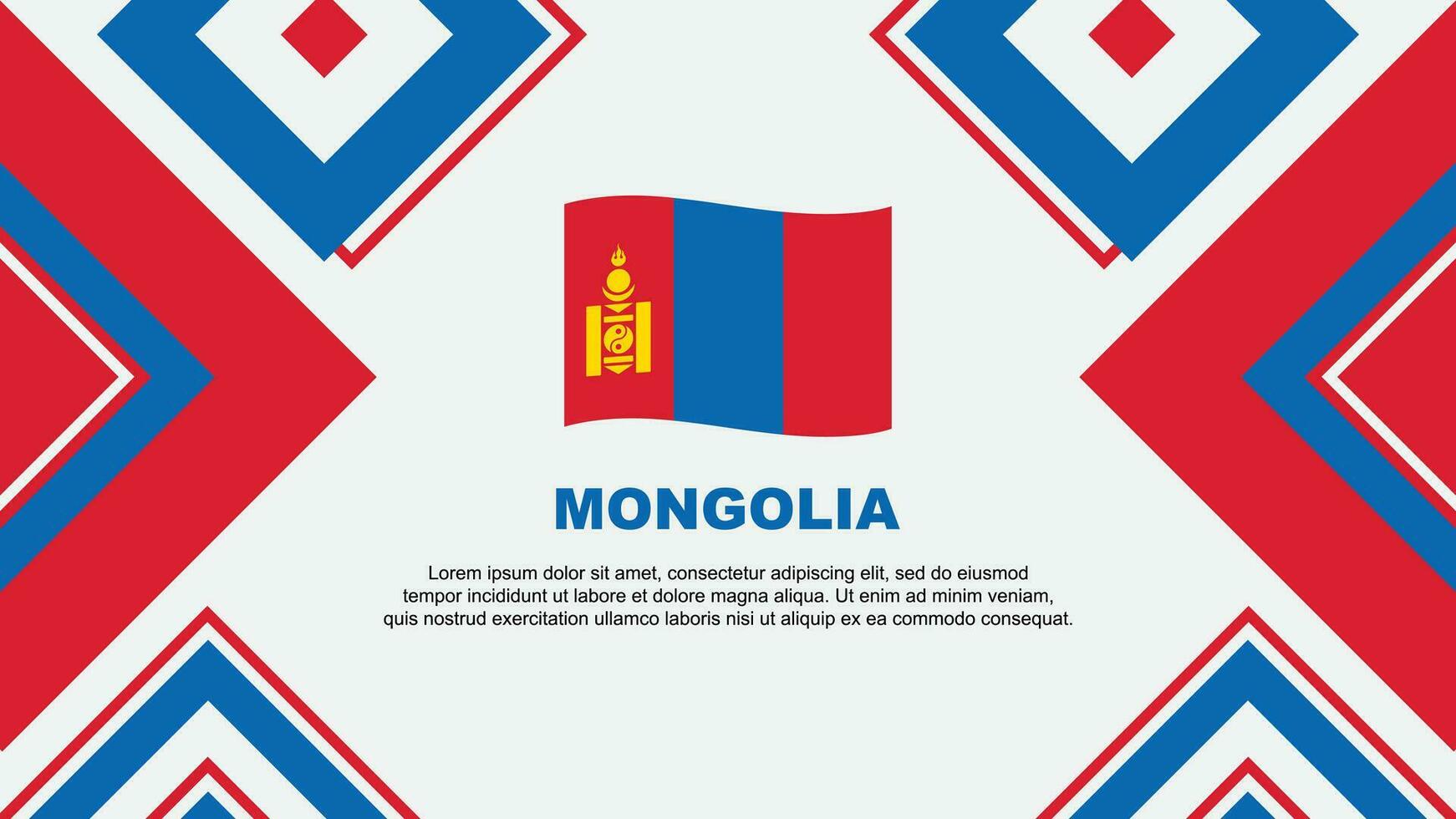 Mongolei Flagge abstrakt Hintergrund Design Vorlage. Mongolei Unabhängigkeit Tag Banner Hintergrund Vektor Illustration. Mongolei Unabhängigkeit Tag