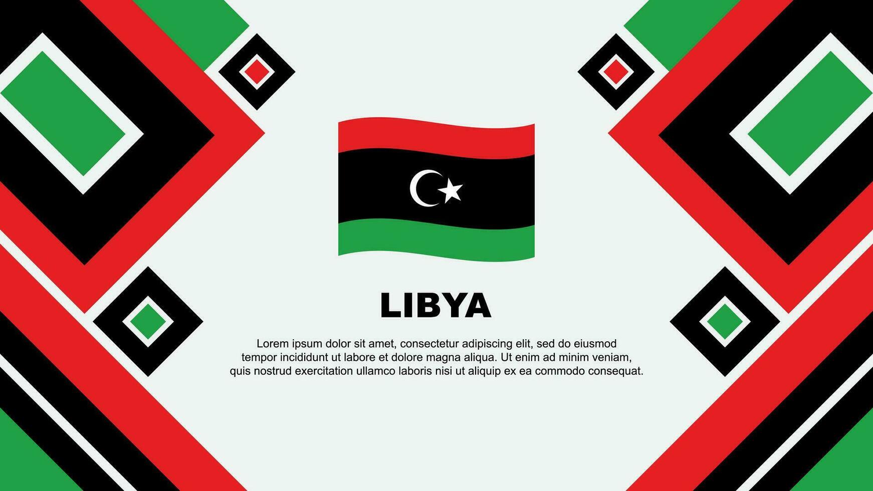 libyen flagga abstrakt bakgrund design mall. libyen oberoende dag baner tapet vektor illustration. libyen tecknad serie