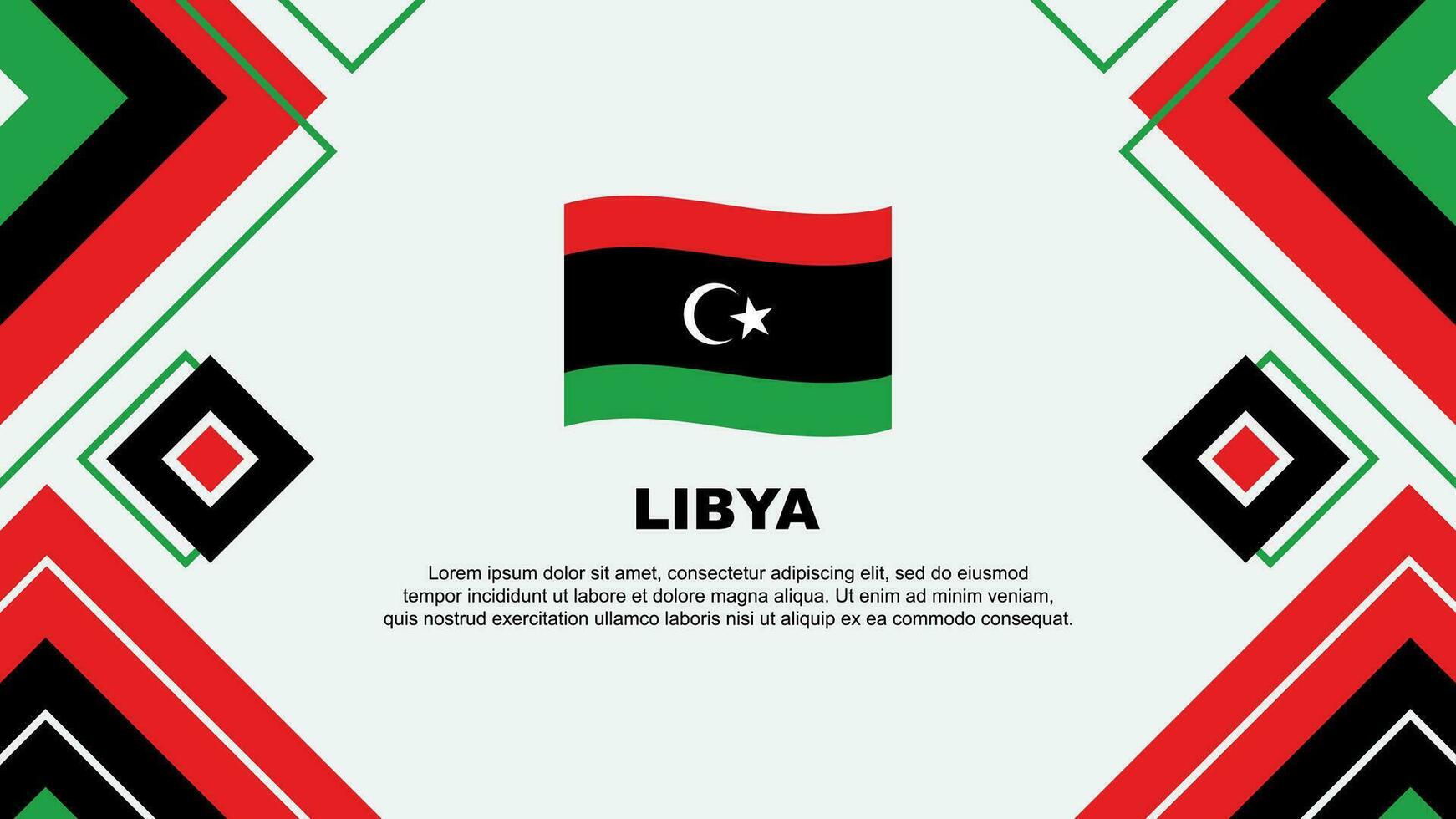 libyen flagga abstrakt bakgrund design mall. libyen oberoende dag baner tapet vektor illustration. libyen bakgrund