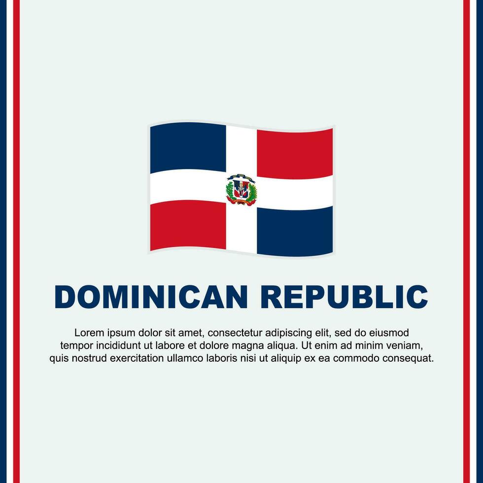 Dominikanska republik flagga bakgrund design mall. Dominikanska republik oberoende dag baner social media posta. Dominikanska republik tecknad serie vektor