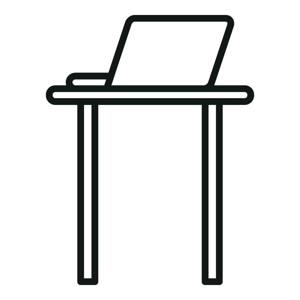 Stand Laptop Arbeit Symbol Gliederung Vektor. Clever Büro vektor