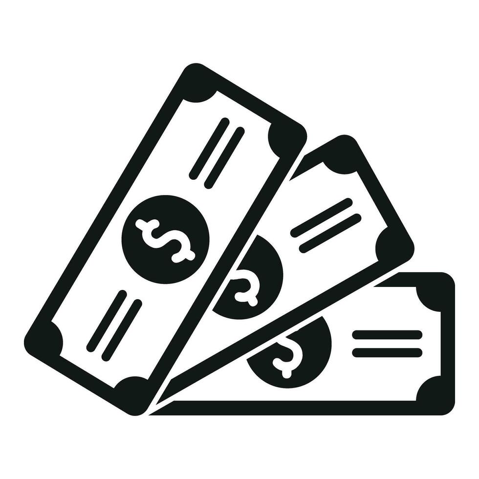 kontanter pengar sedlar ikon platt vektor. tecken medel vektor