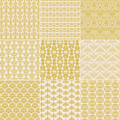 Gyllene Gula Damask Patterns vektor