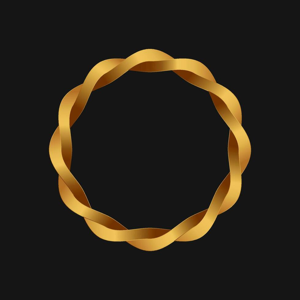 verdrehte golden Ring. Logo Symbol, Marke Identität, Geschäft Emblem. Vektor Design.