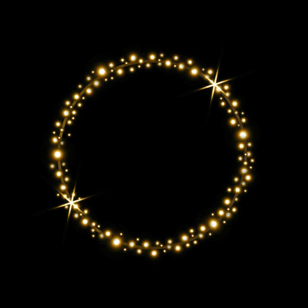 Kreis mit Beleuchtung und Sterne. Weihnachten Dekoration. Vektor Design.