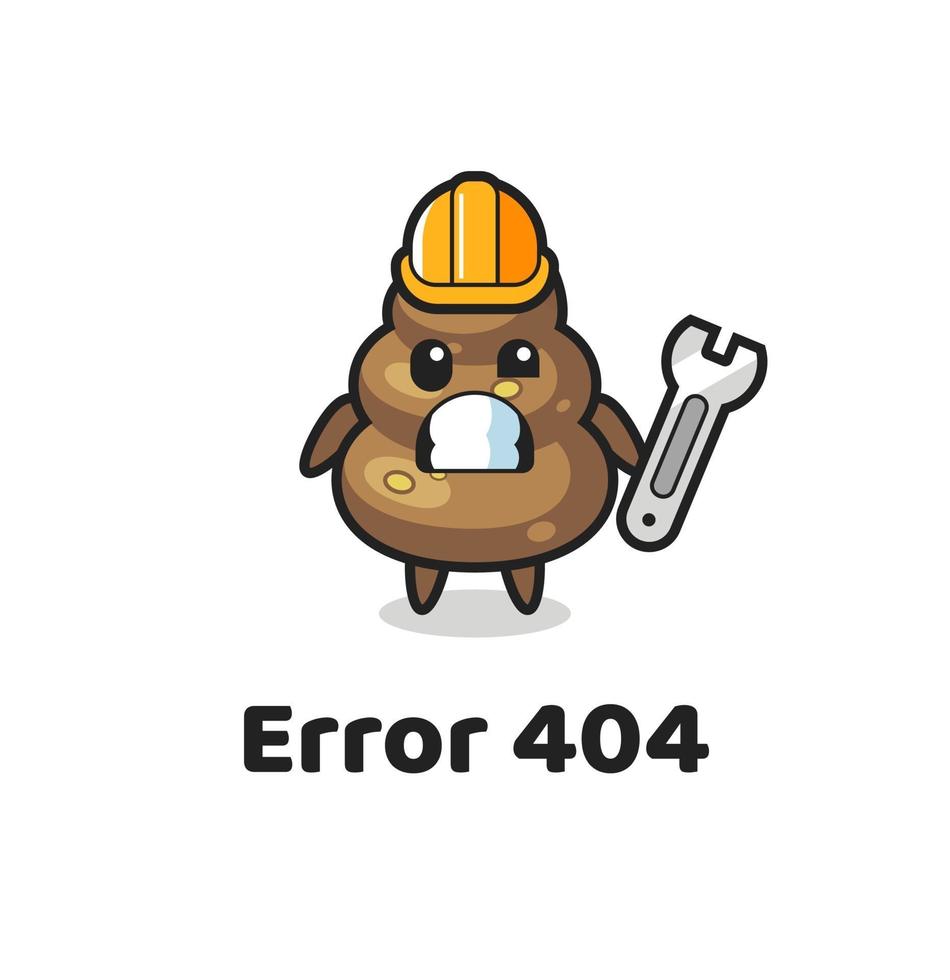 fel 404 med den söta bajs -maskoten vektor