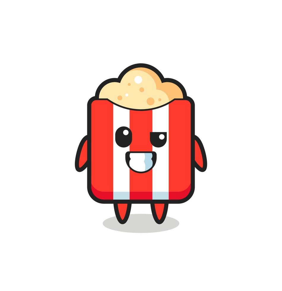 süßes Popcorn-Maskottchen mit optimistischem Gesicht vektor