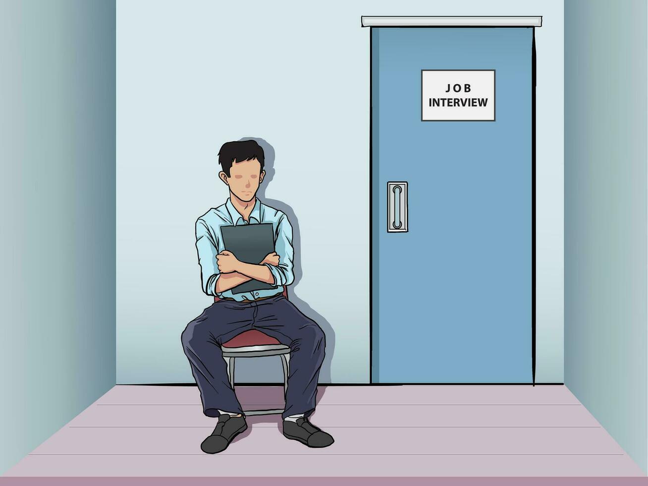 Illustration von ein Mann warten zum Job Interview vektor