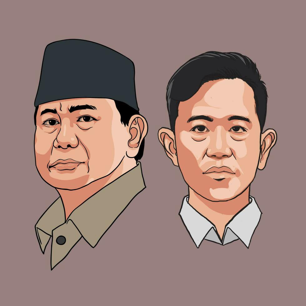 Illustration von prabowo und Gibran, 2024 indonesisch Präsidentschaftswahl Kandidat vektor