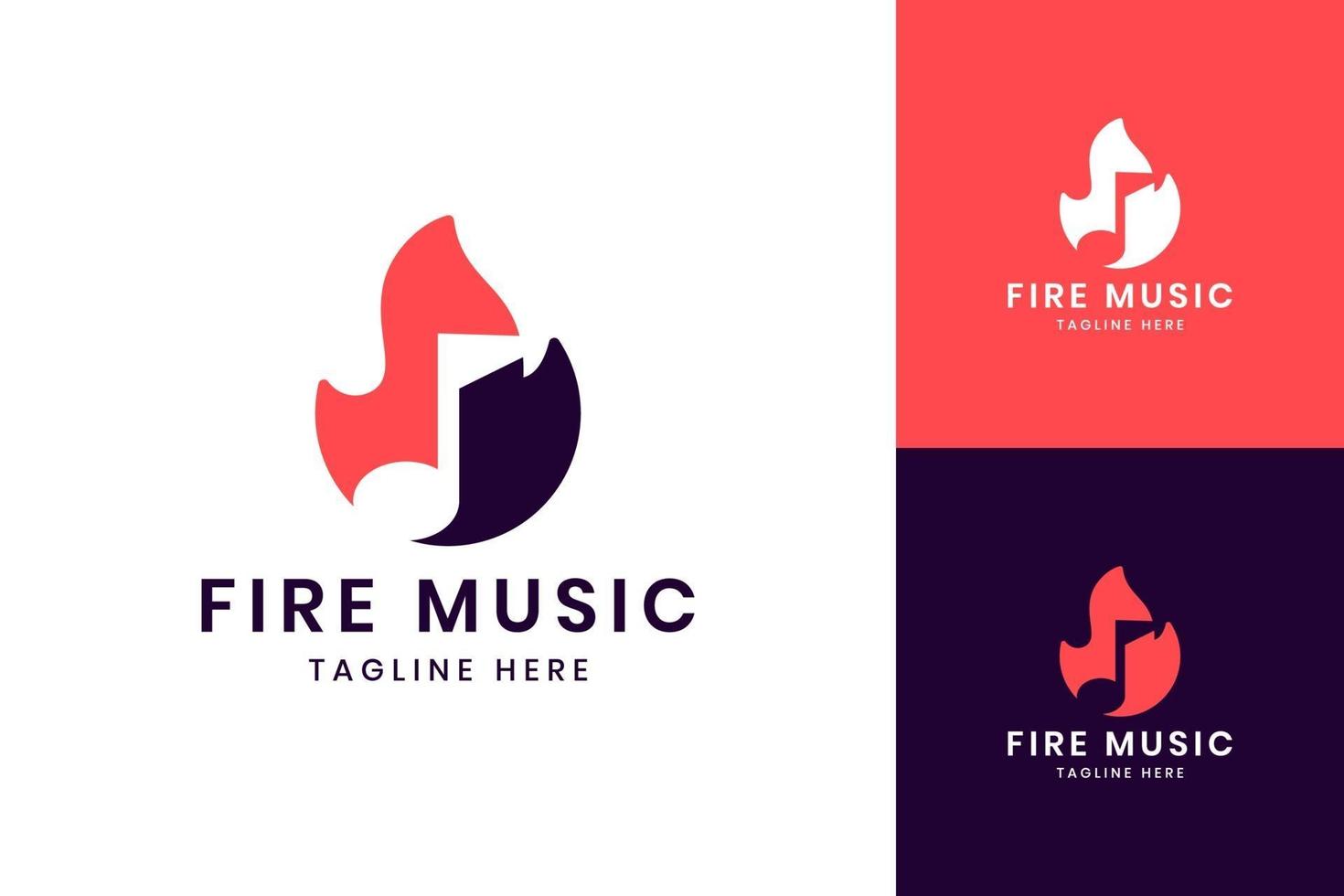 Feuer Musik Negativraum Logo Design vektor