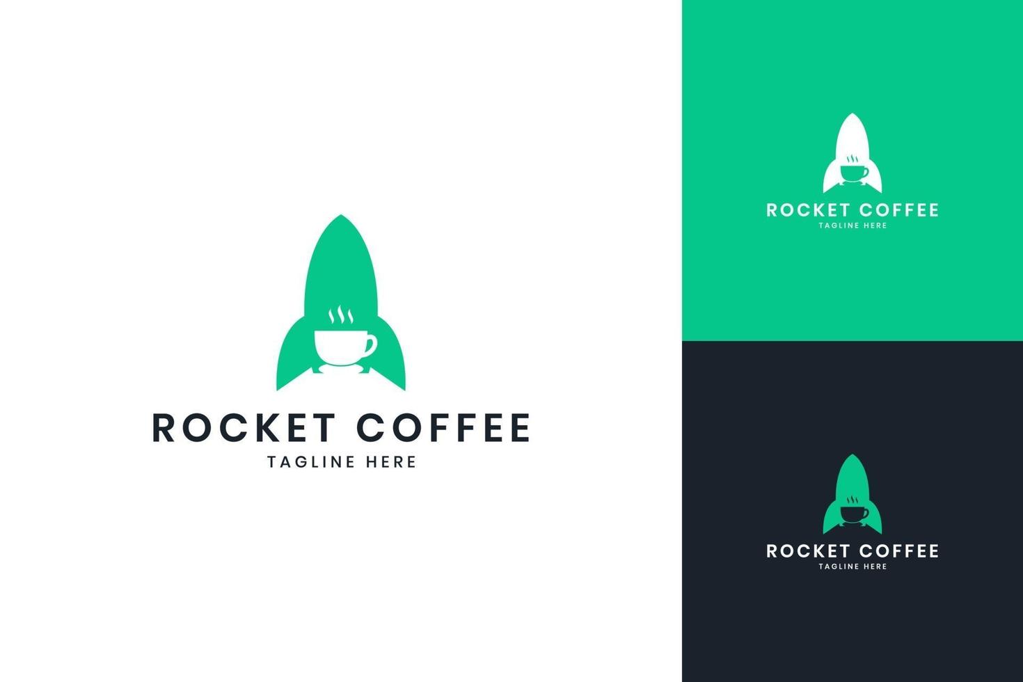 Raketenkaffee negatives Weltraumlogo-Design vektor