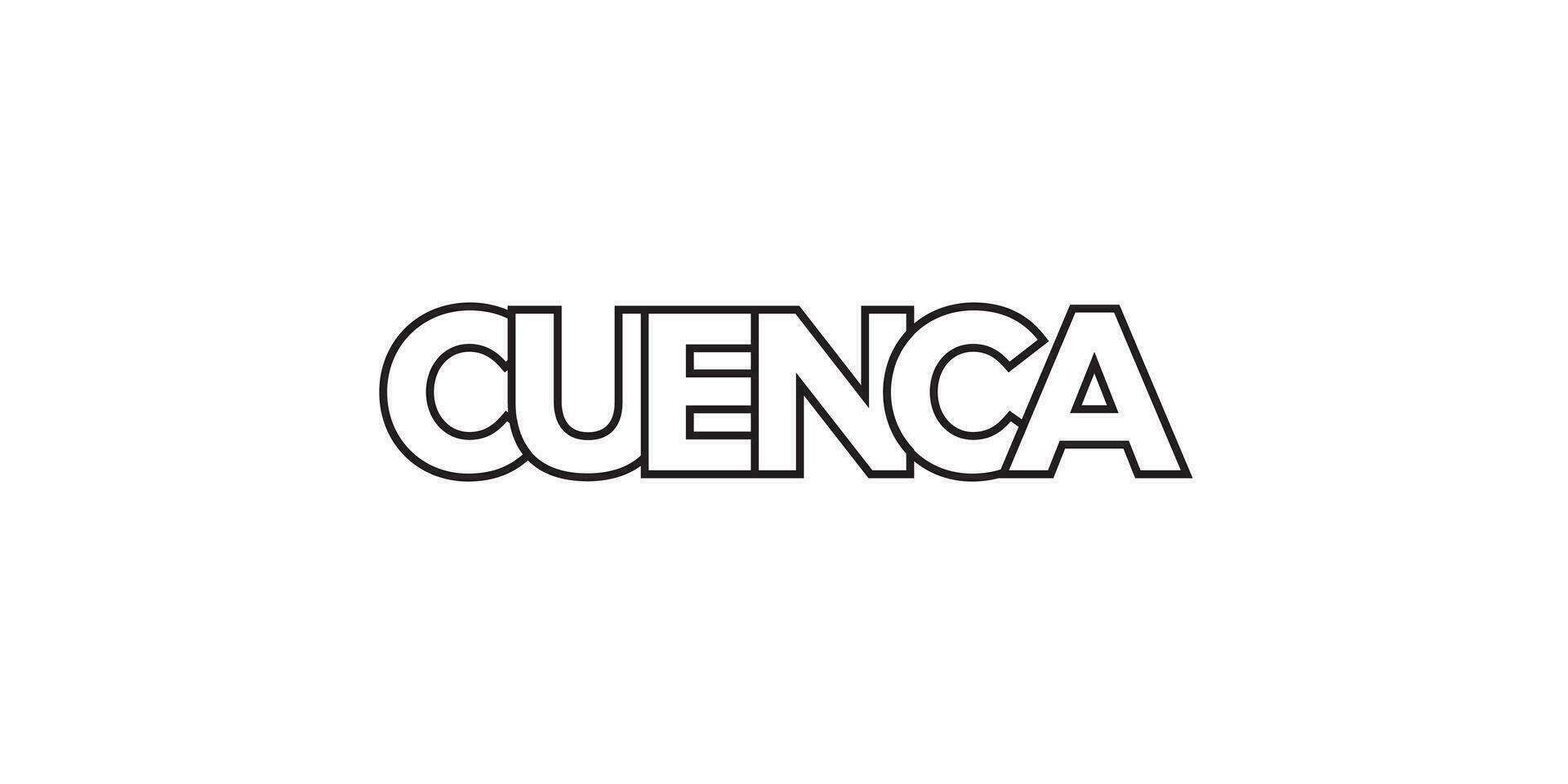 Cuenca im das Ecuador Emblem. das Design Eigenschaften ein geometrisch Stil, Vektor Illustration mit Fett gedruckt Typografie im ein modern Schriftart. das Grafik Slogan Beschriftung.