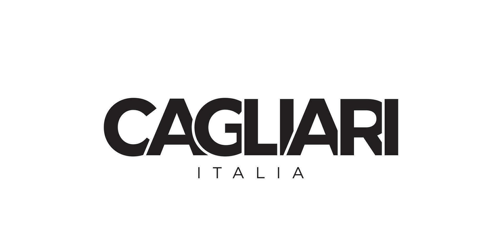 cagliari im das Italien Emblem. das Design Eigenschaften ein geometrisch Stil, Vektor Illustration mit Fett gedruckt Typografie im ein modern Schriftart. das Grafik Slogan Beschriftung.
