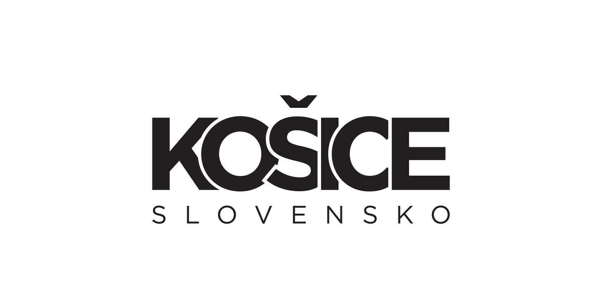 Kosice im das Slowakei Emblem. das Design Eigenschaften ein geometrisch Stil, Vektor Illustration mit Fett gedruckt Typografie im ein modern Schriftart. das Grafik Slogan Beschriftung.