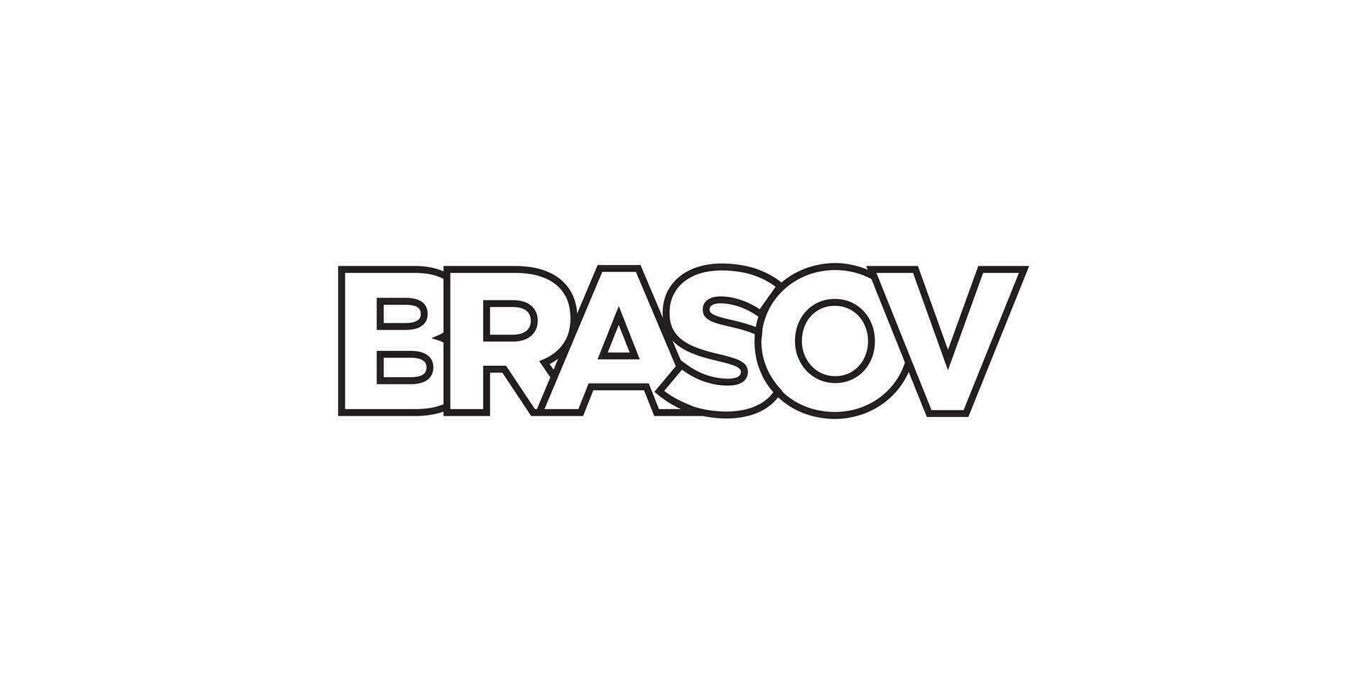 brasov i de rumänien emblem. de design funktioner en geometrisk stil, vektor illustration med djärv typografi i en modern font. de grafisk slogan text.