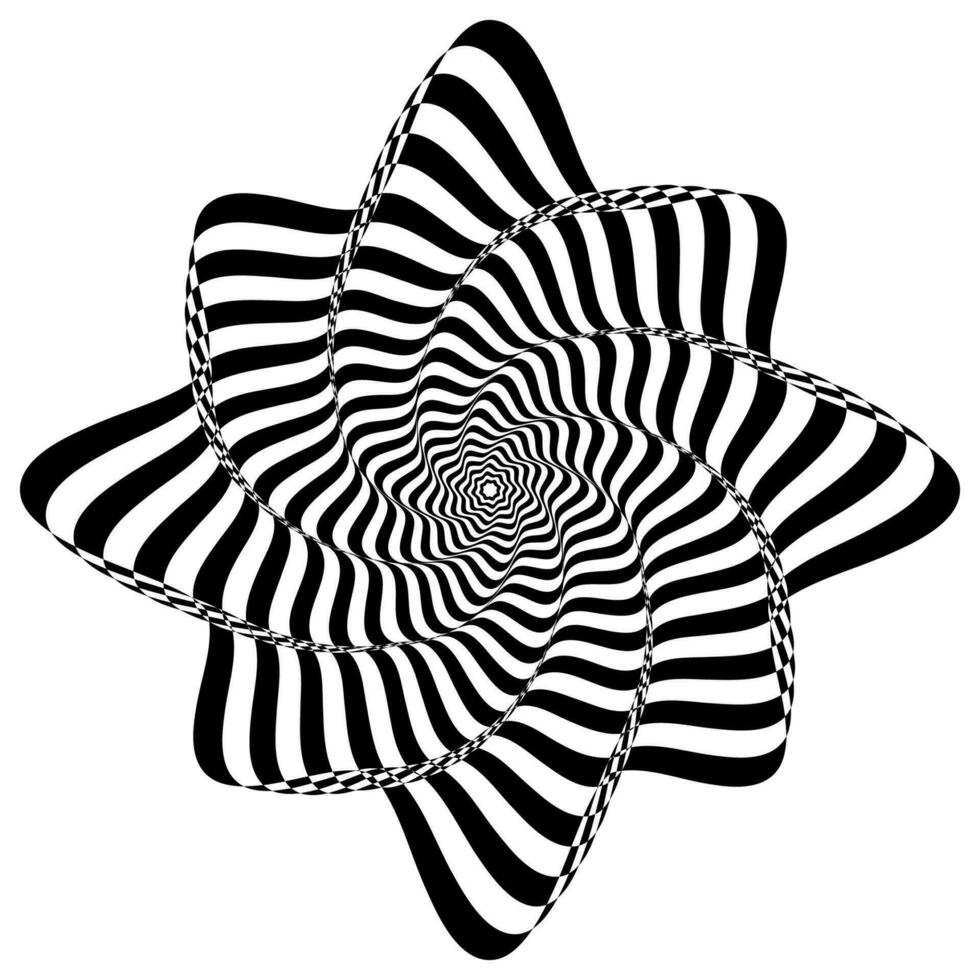 optisch Illusionen. abstrakt gestreift mit einfarbig Wellen Hintergrund. Vektor Illustration