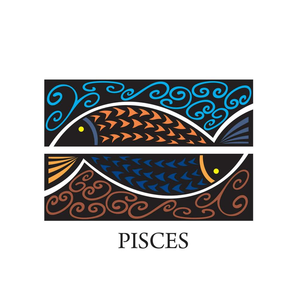 vektor av pisces horoskop tecken