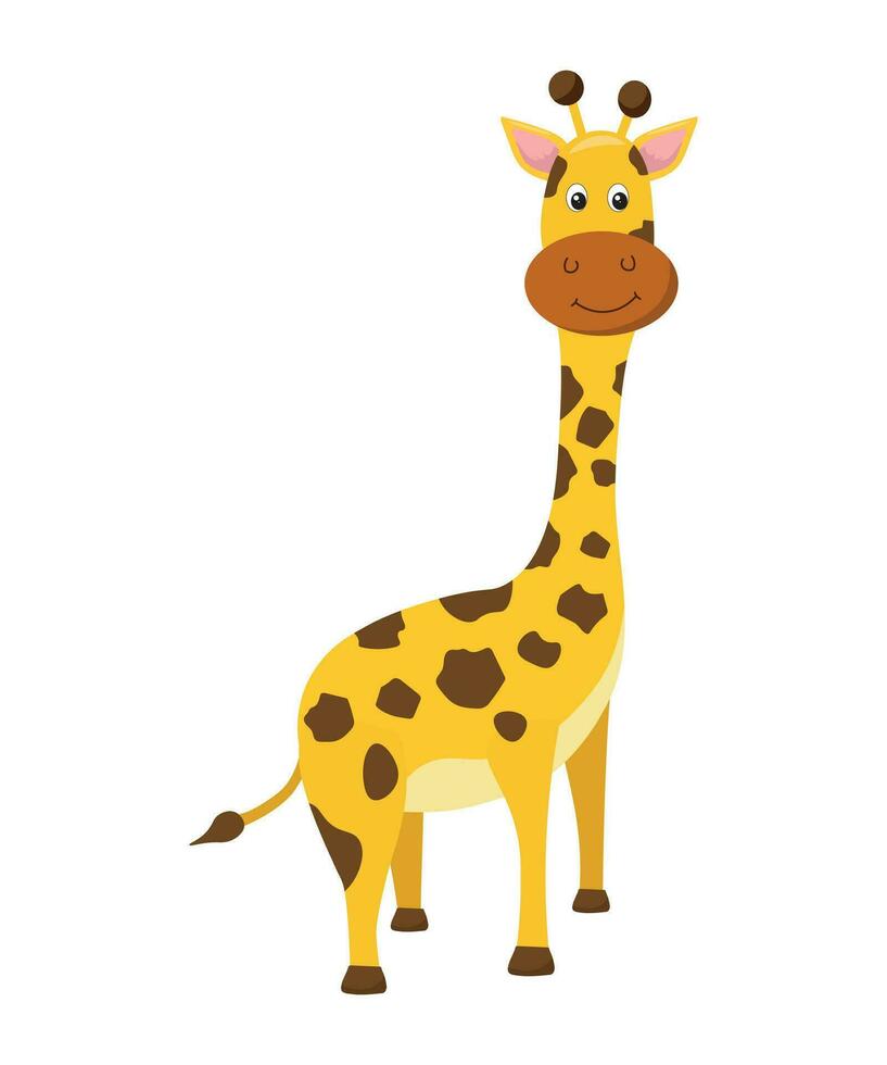 süß Karikatur Giraffe isoliert auf Weiß Hintergrund. Tier von Afrika. Vektor Illustration