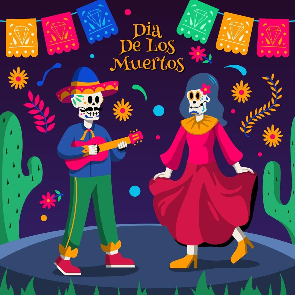 Paar feiert dia de los muertos vektor