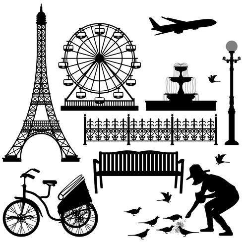 Paris Eiffeltornet pariserhjul. vektor
