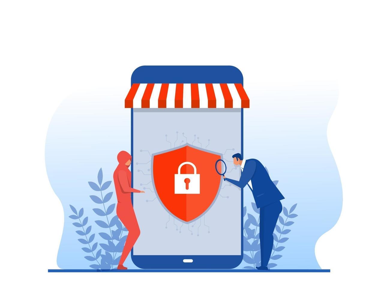 shoppa nätbutiks banksäkerhet, säker onlineshopping, vektor