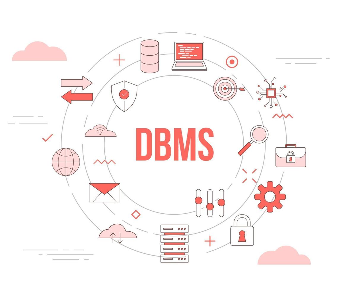 Konzept des dbms-Datenbankmanagementsystems vektor