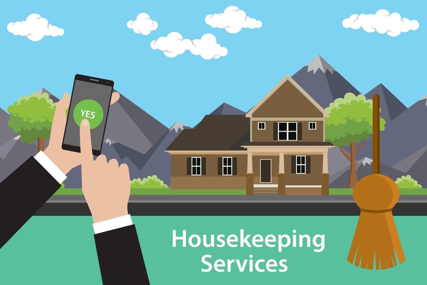 Housekeeping-Service-Apps mit Smartphone bestellen vektor