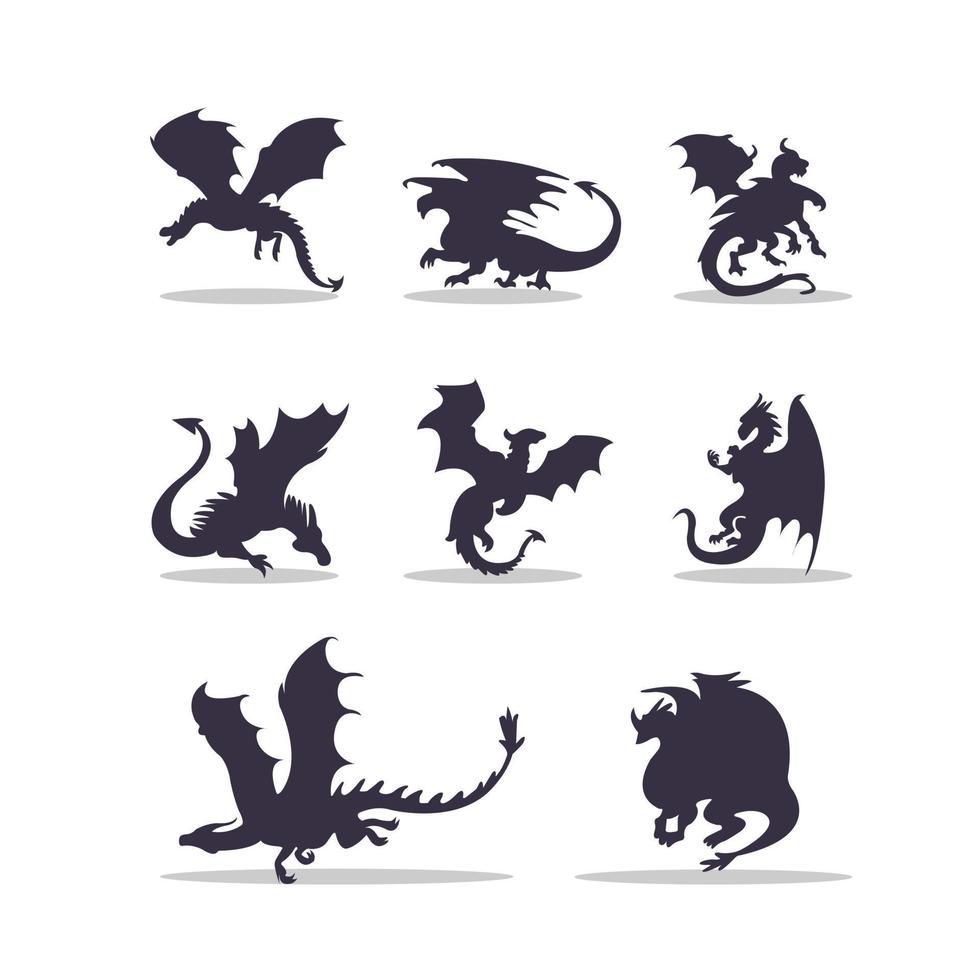 Drachen-Silhouette-Vektor-Illustration-Design vektor