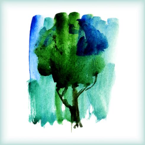 Aquarell grüner Baum vektor