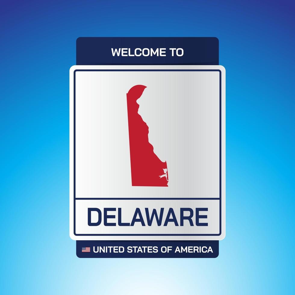 das Zeichen Vereinigte Staaten von Amerika mit Nachricht, Delaware und Karte vektor