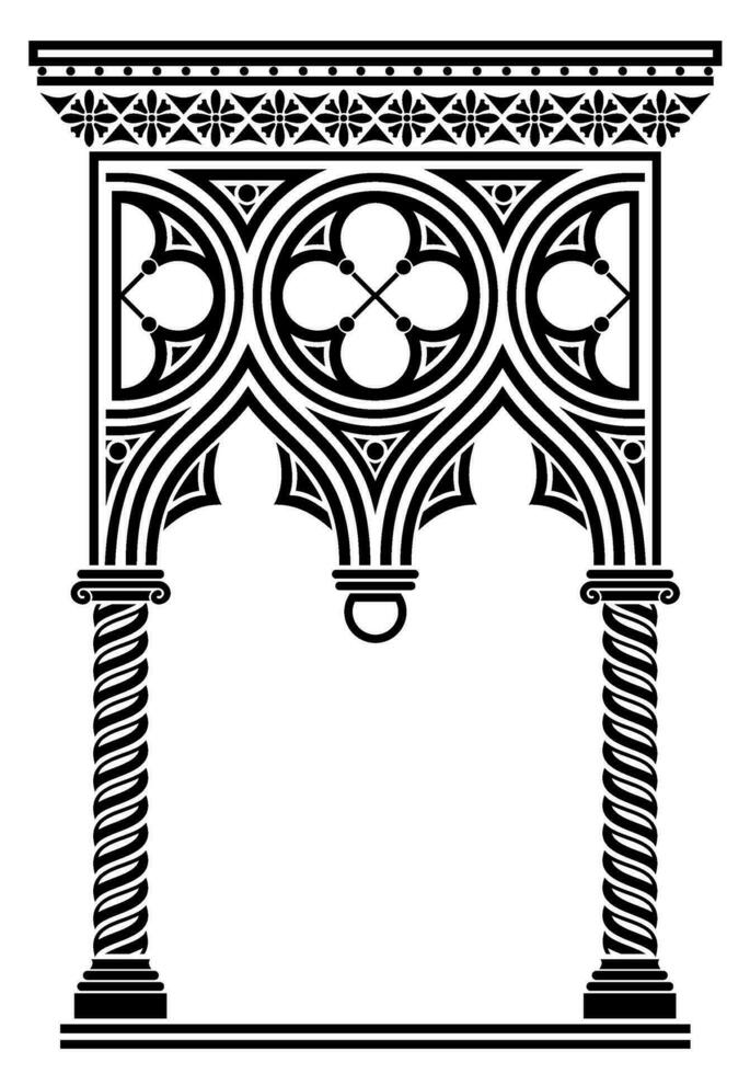 venezianisch alt gotisch architektonisch Bogen oder Galerie vektor