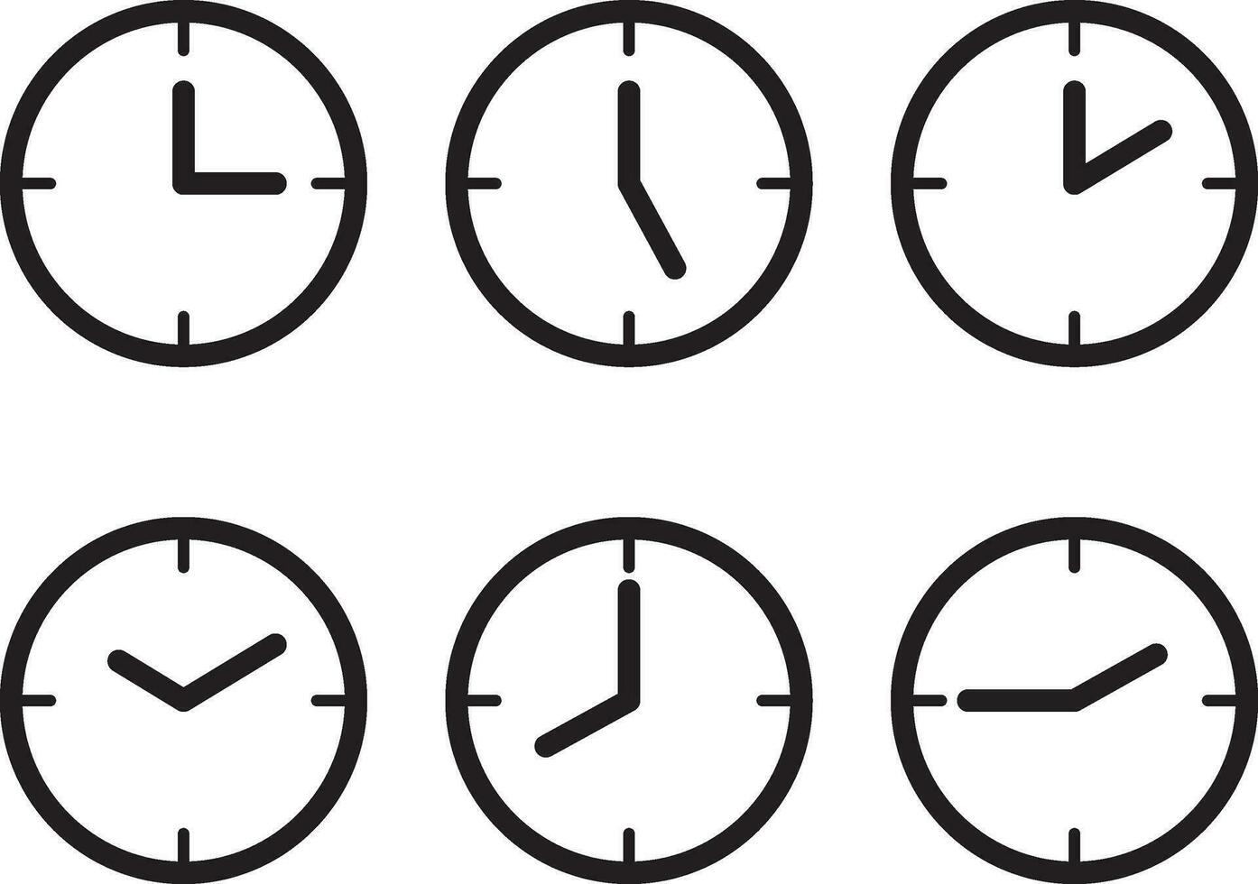 einstellen Uhr Symbol Vektor. Zeit Linie Grafik Design Elemente von Uhren. vektor