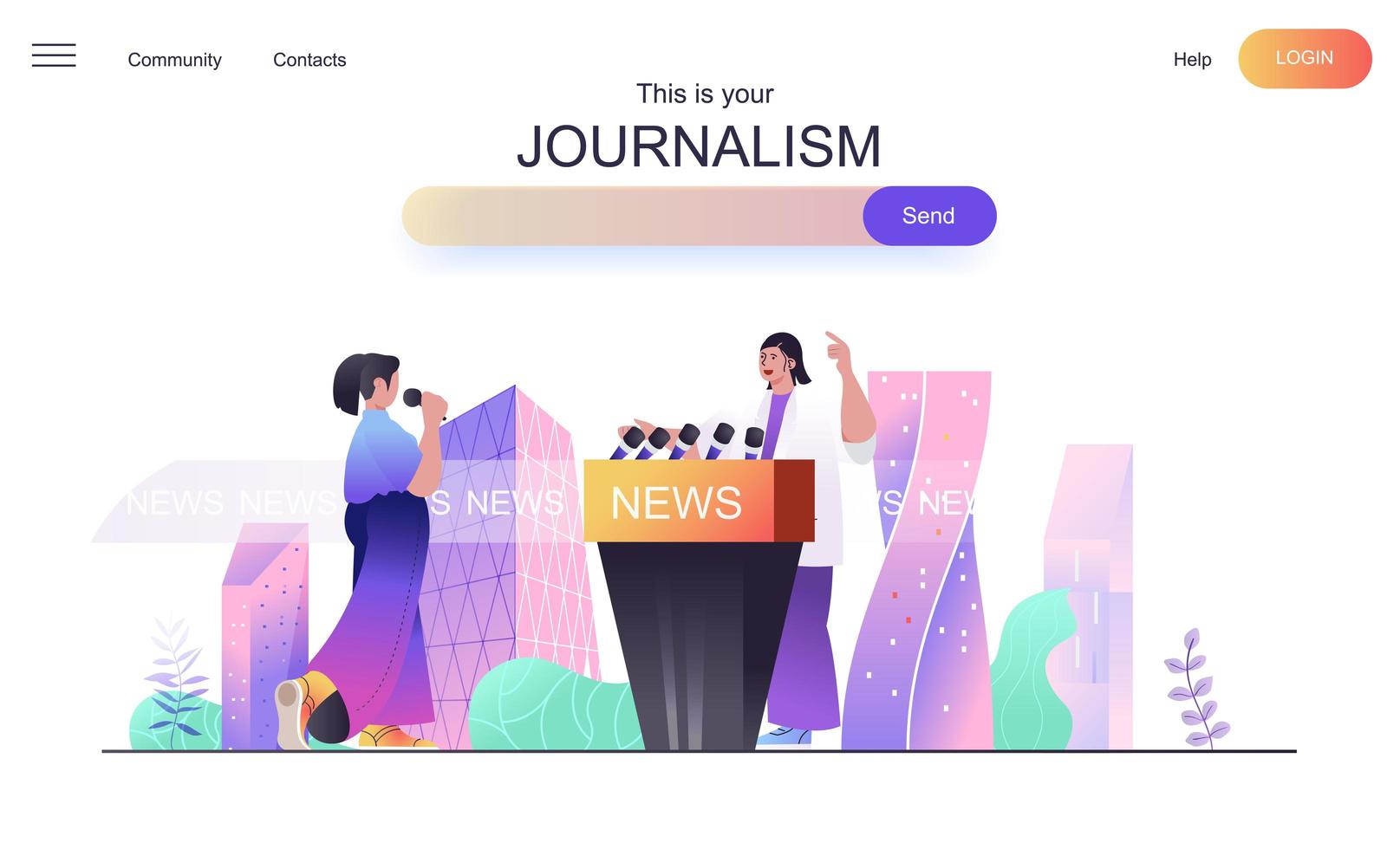 Journalismus-Webkonzept für Landing Page vektor