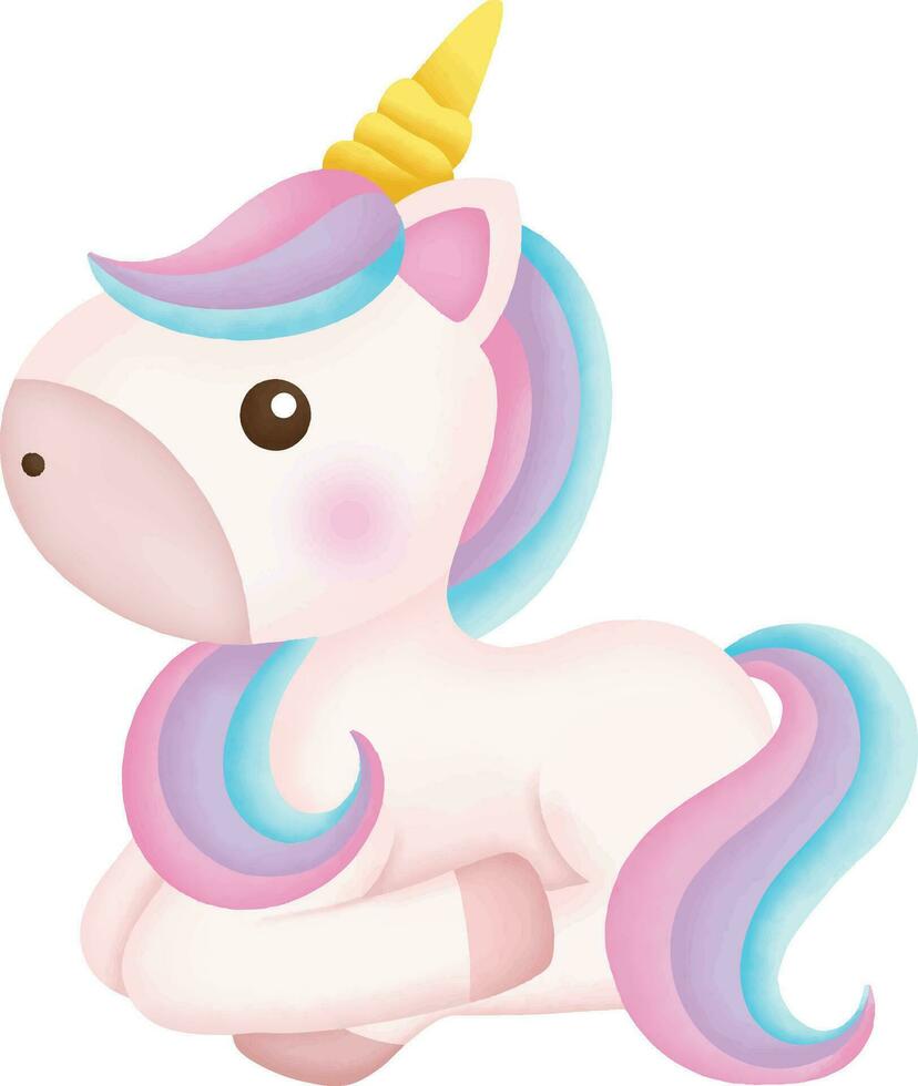 Illustration von ein süß Einhorn. kawaii Einhorn Charakter Sammlung. vektor