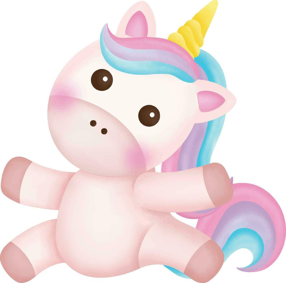 Illustration von ein süß Einhorn. kawaii Einhorn Charakter vektor